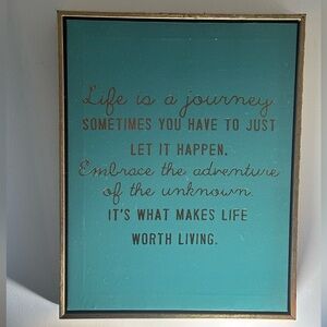 Inspirational Quote Wall Art in Teal and Gold